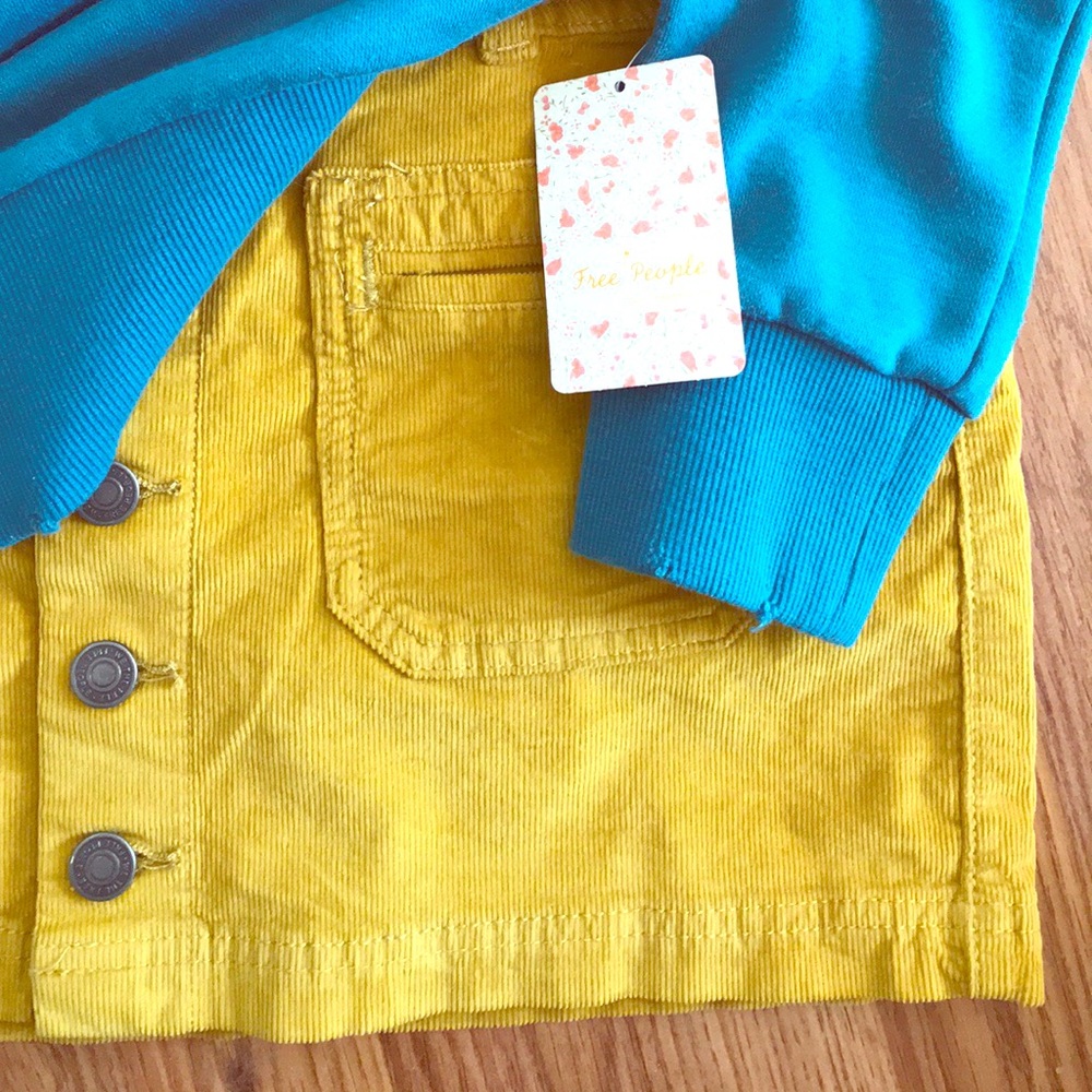 NWT Free People Corduroy mini skirt marigold - Picture 5 of 8